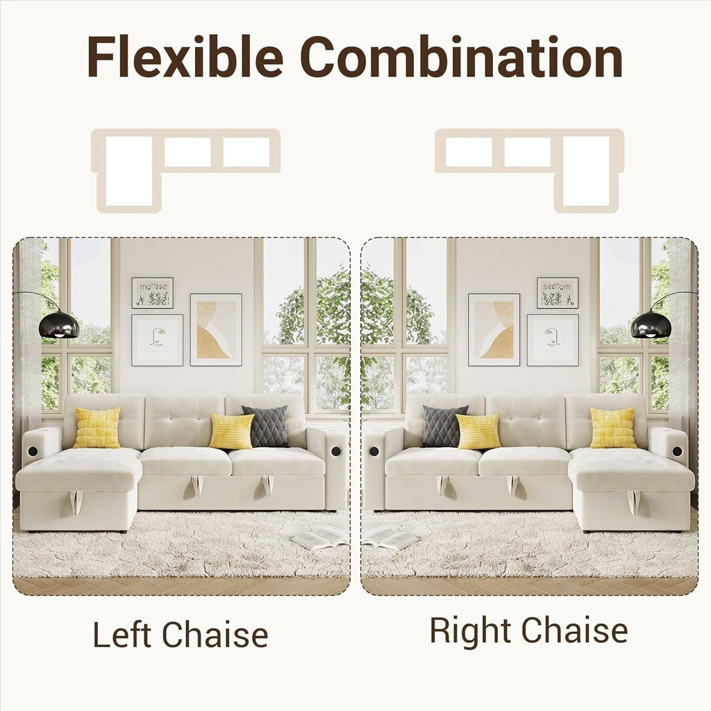 Canapé-lit 84 places, canapé-lit modulaire sectionnel Cloud avec rangement réversible