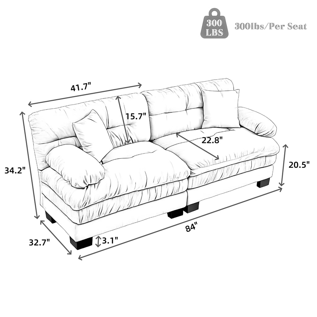 Canapé 3 places rembourré avec rembourrage en mousse à mémoire de forme double couche et oreillers confort gratuits