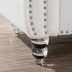 Canapé Chesterfield 3 places blanc à accoudoirs roulés 84