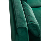 Canapé 3 places en velours moderne 85,44 $ avec 2 coussins, pieds en métal doré, élégance intemporelle, mousse haute densité