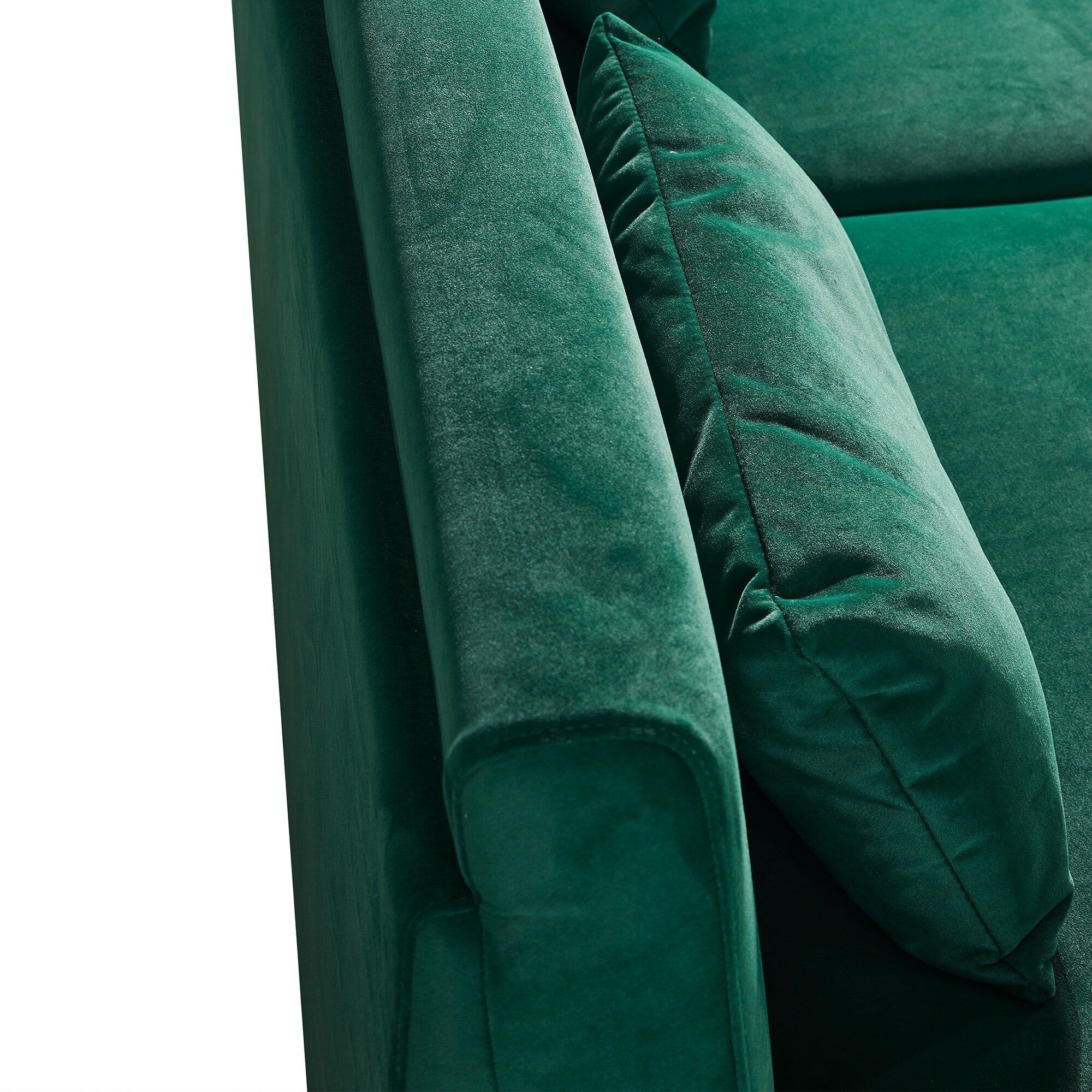 Canapé 3 places en velours moderne 85,44 $ avec 2 coussins, pieds en métal doré, élégance intemporelle, mousse haute densité