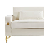Canapé 3 places en velours moderne 85,44 $ avec 2 coussins, pieds en métal doré, élégance intemporelle, mousse haute densité