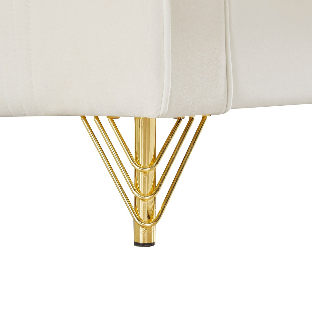 Canapé 3 places en velours moderne 85,44 $ avec 2 coussins, pieds en métal doré, élégance intemporelle, mousse haute densité