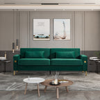 Canapé 3 places en velours moderne 85,44 $ avec pieds en métal doré, assise en mousse haute densité et design intemporel