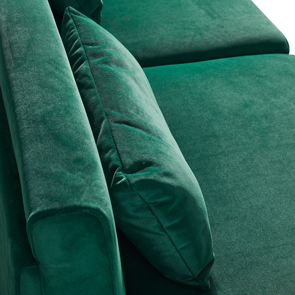 Canapé 3 places en velours moderne 85,44 $ avec pieds en métal doré, assise en mousse haute densité et design intemporel