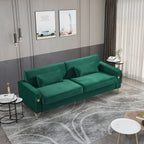 Canapé 3 places en velours moderne 85,44 $ avec pieds en métal doré, assise en mousse haute densité et design intemporel