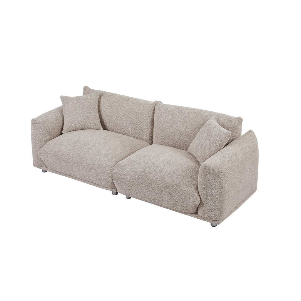 Canapé 3 places en tissu avec structure en bois massif et 2 coussins (85,82 €)