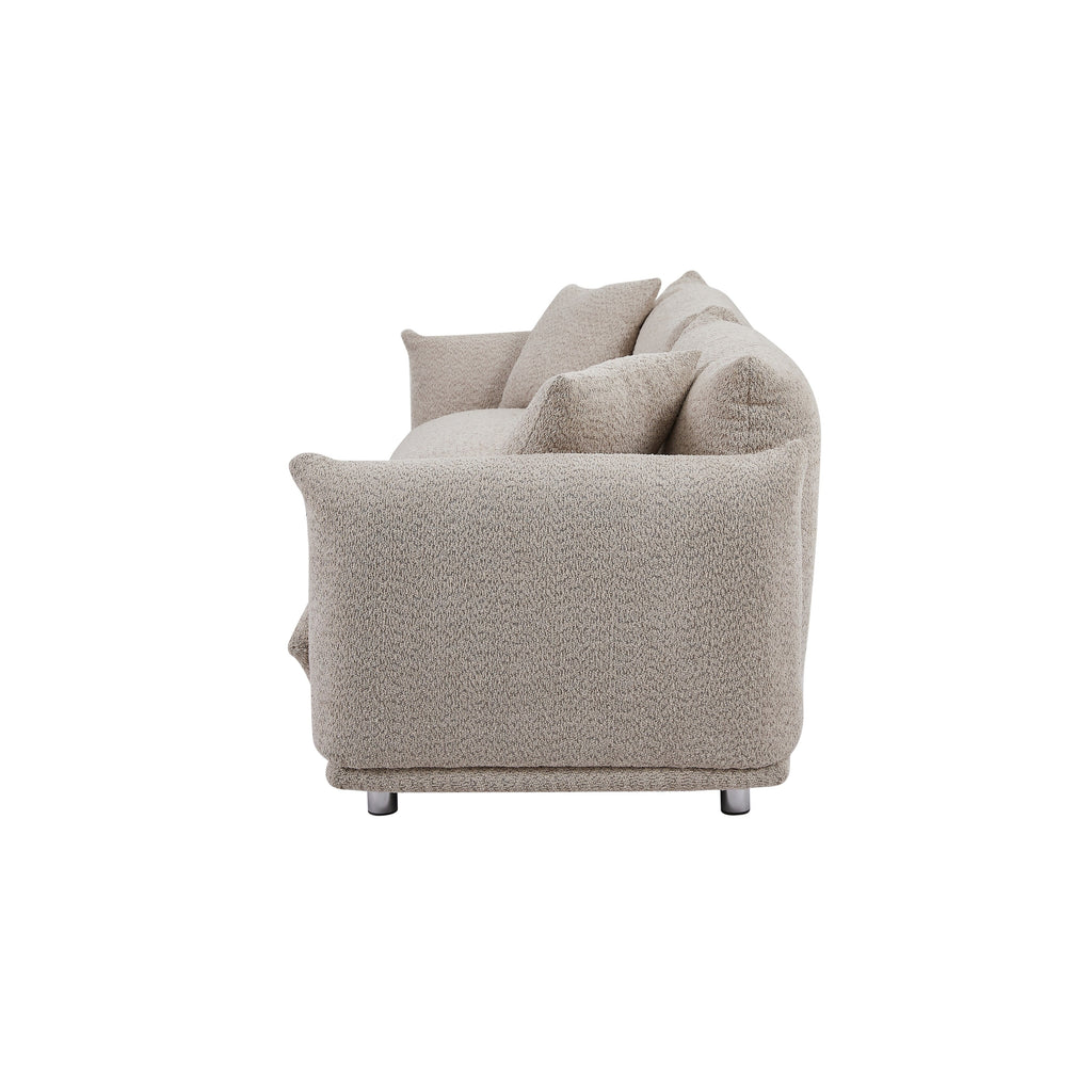 Canapé 3 places en tissu avec structure en bois massif et 2 coussins (85,82 €)