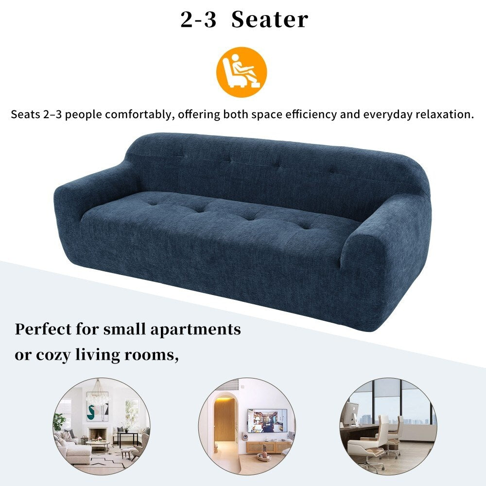 Canapé 3 places moderne en chenille de 85,8 cm, entièrement en éponge compressée, avec mousse sans poudre