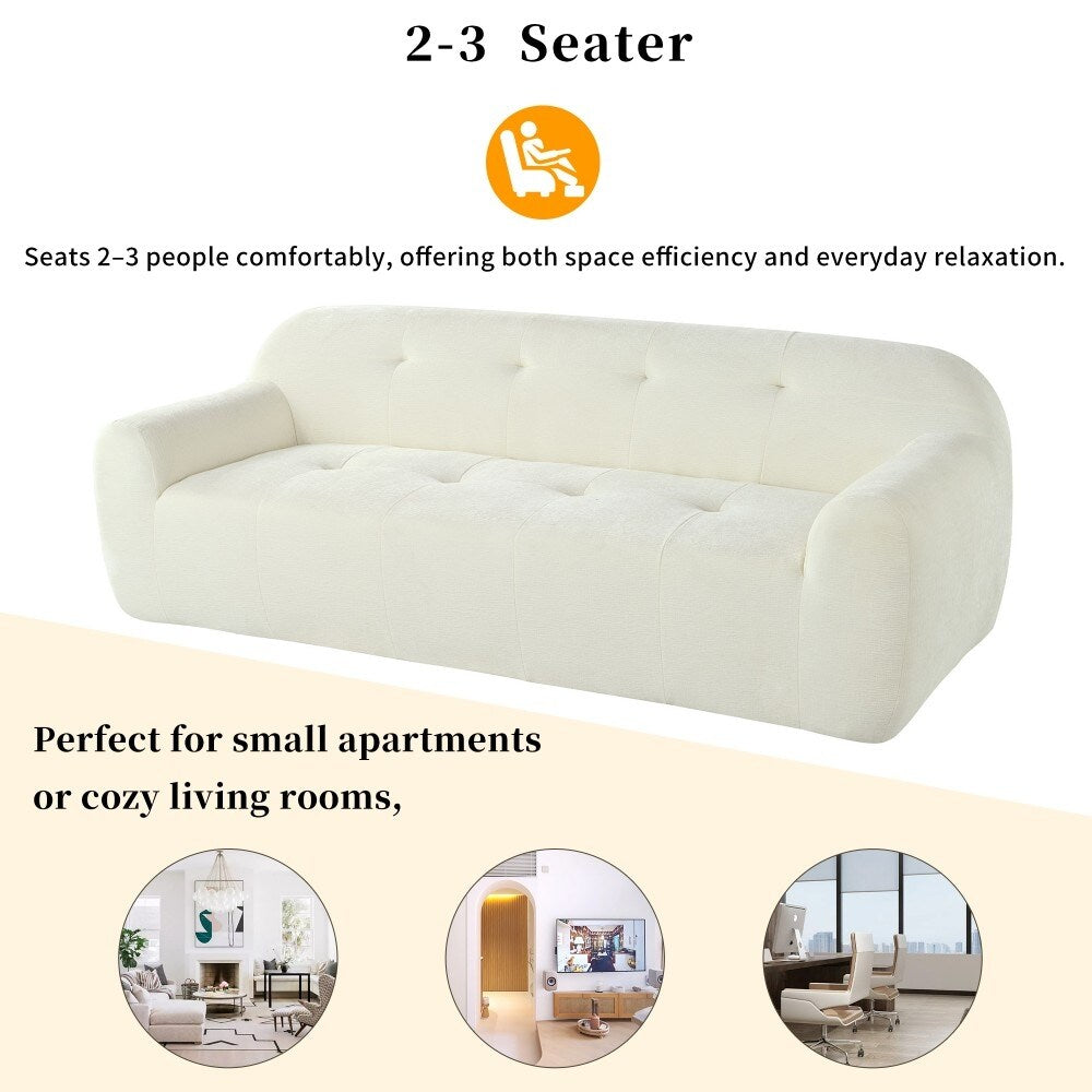 Canapé 3 places moderne en chenille de 85,8 cm, entièrement en éponge compressée, avec mousse sans poudre