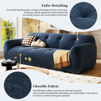 Canapé 3 places moderne en chenille de 85,8 cm, entièrement en éponge compressée, avec mousse sans poudre