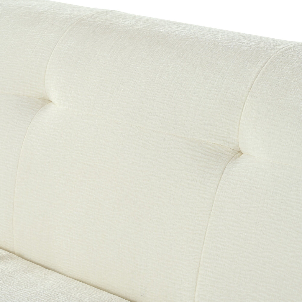 Canapé 3 places en tissu chenille de 85,8 cm de large, avec mousse sans poudre et ressorts ensachés pour un confort optimal.