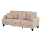 Canapé 3 places moderne en velours côtelé beige avec port USB et 2 oreillers