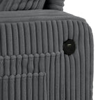 Canapé rectangulaire moderne 3 places en velours côtelé avec port USB et 2 oreillers