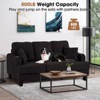 Canapé rectangulaire moderne 3 places en velours côtelé avec port USB et 2 oreillers