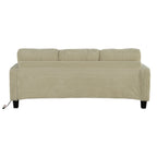 Canapé rectangulaire moderne 3 places en velours côtelé avec port USB et 2 oreillers