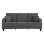 Canapé rectangulaire moderne 3 places en velours côtelé avec port USB et 2 oreillers