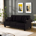 Canapé rectangulaire moderne 3 places en velours côtelé avec port USB et 2 oreillers