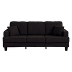 Canapé rectangulaire moderne 3 places en velours côtelé avec port USB et 2 oreillers