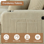 Canapé rectangulaire moderne 3 places en velours côtelé avec port USB et 2 oreillers