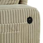 Canapé rectangulaire moderne 3 places en velours côtelé avec port USB et 2 oreillers