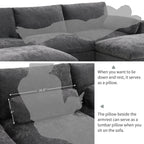 Canapé sectionnel en chenille en forme de U de 86,5 pouces avec poches de rangement, 2 poufs amovibles et coussins décoratifs pour le salon