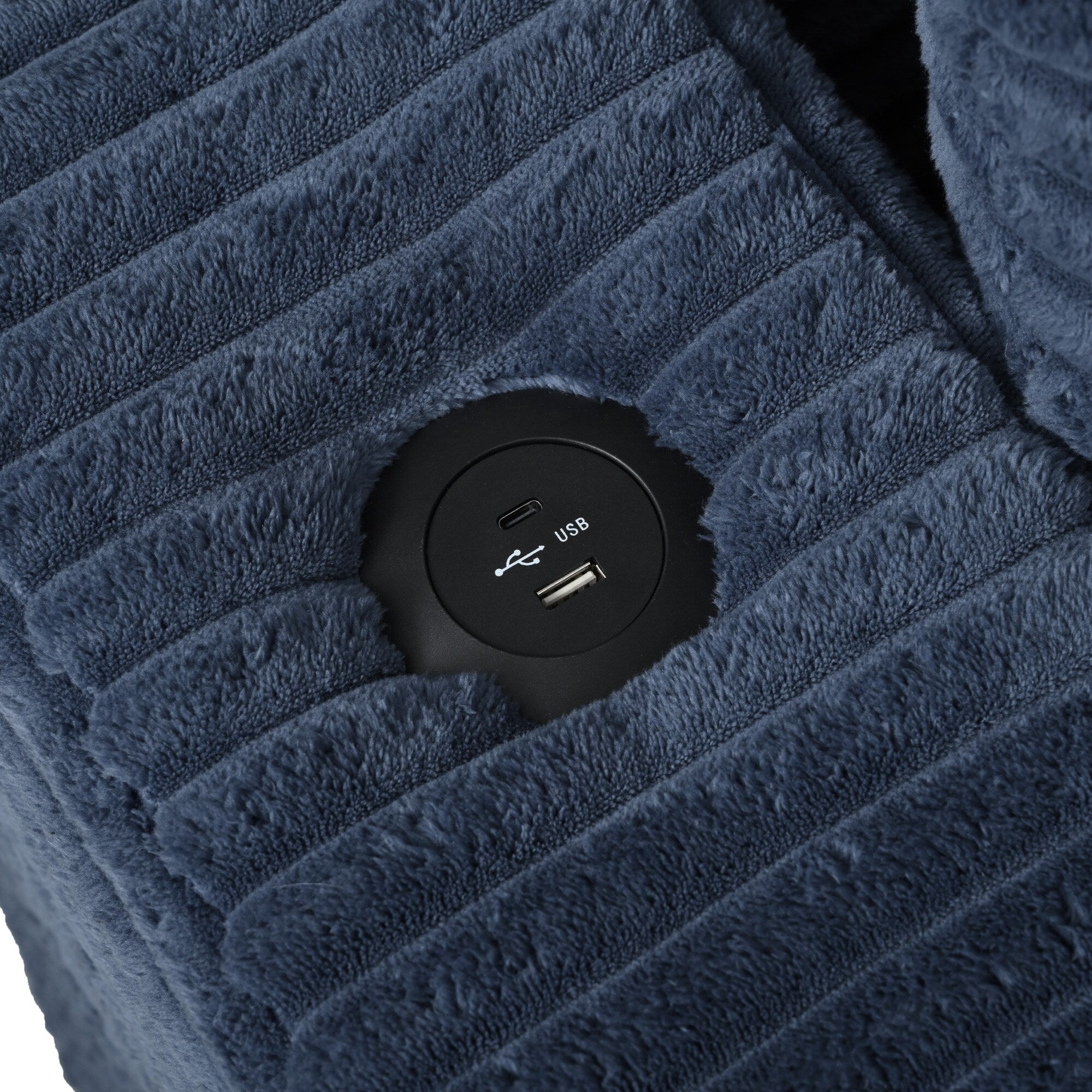 Canapé-lit en velours côtelé de 86,5 po avec 2 ports USB, porte-gobelets et capacité de charge de 250 kg