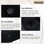 Canapé-lit en velours côtelé de 86,5 po avec 2 ports USB, porte-gobelets et capacité de charge de 250 kg