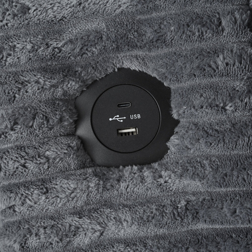 Canapé-lit en velours côtelé de 86,5 po avec 2 ports USB, porte-gobelets et capacité de charge de 250 kg