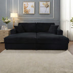 Canapé-lit en velours côtelé de 86,5 po avec 2 ports USB, porte-gobelets et capacité de charge de 250 kg