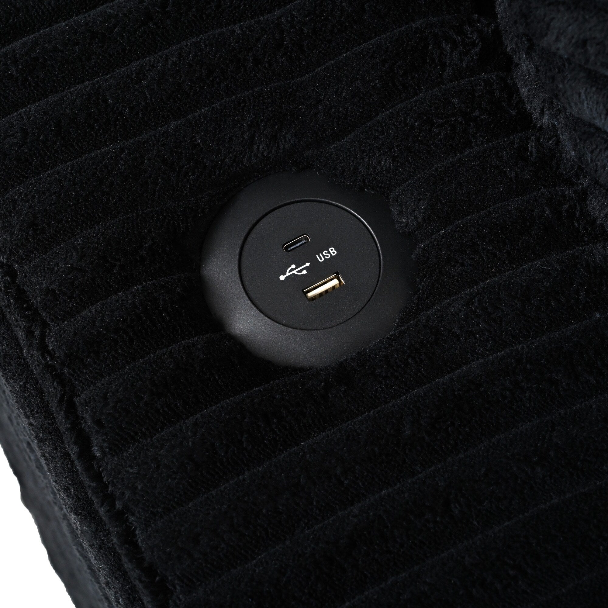 Canapé-lit en velours côtelé de 86,5 po avec 2 ports USB, porte-gobelets et capacité de charge de 250 kg