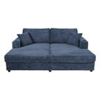 Canapé-lit en velours côtelé de 86,5 po avec 2 ports USB, porte-gobelets et capacité de charge de 250 kg