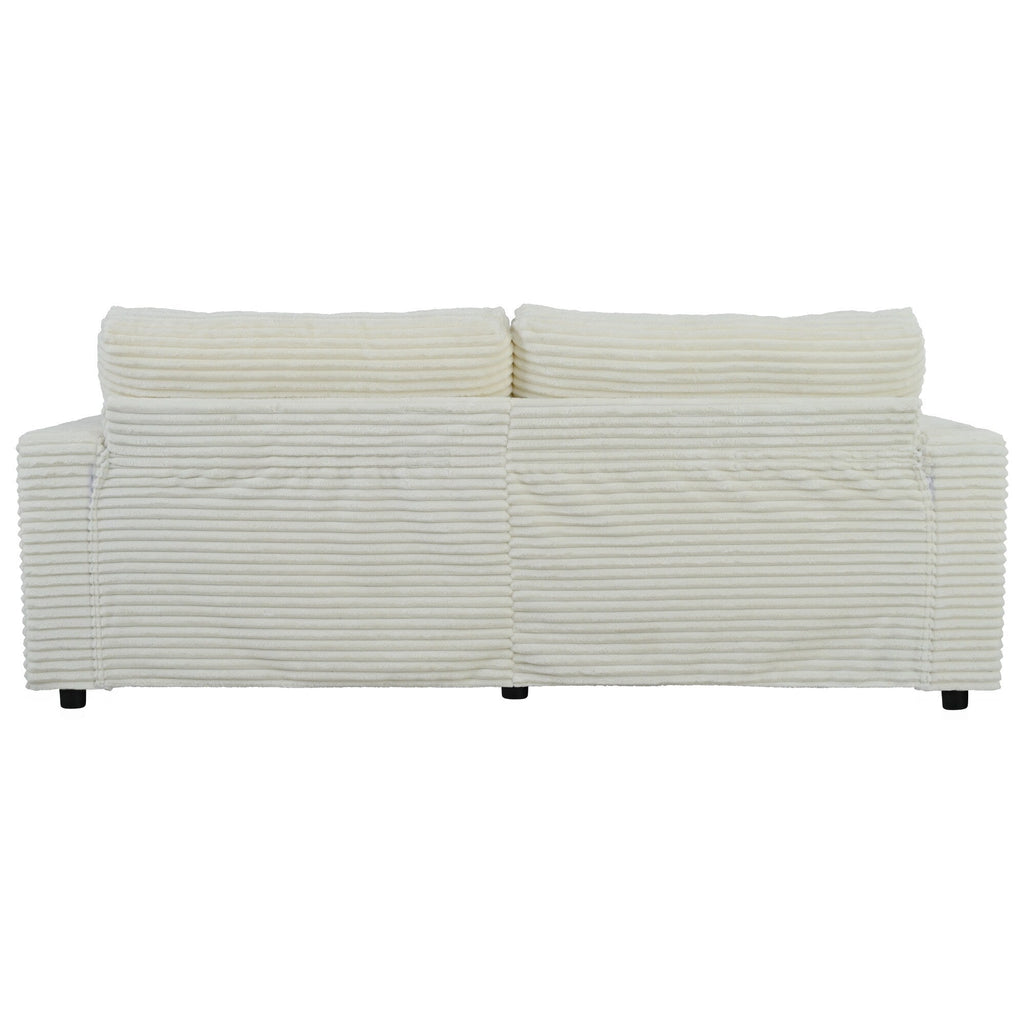 Canapé-lit en velours côtelé de 86,5 po avec 2 ports USB, porte-gobelets et capacité de charge de 250 kg