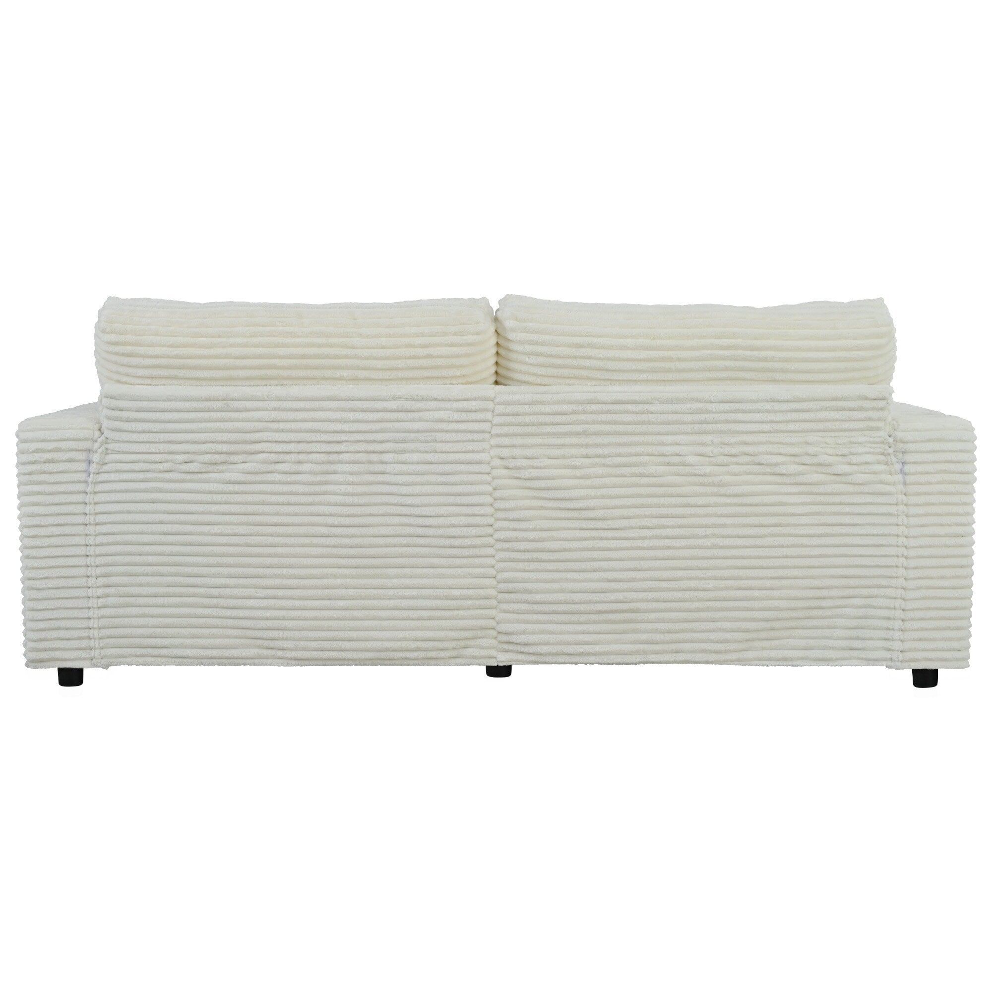 Canapé-lit en velours côtelé de 86,5 po avec 2 ports USB, porte-gobelets et capacité de charge de 250 kg