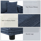 Canapé-lit en velours côtelé de 86,5 po avec 2 ports USB, porte-gobelets et capacité de charge de 250 kg