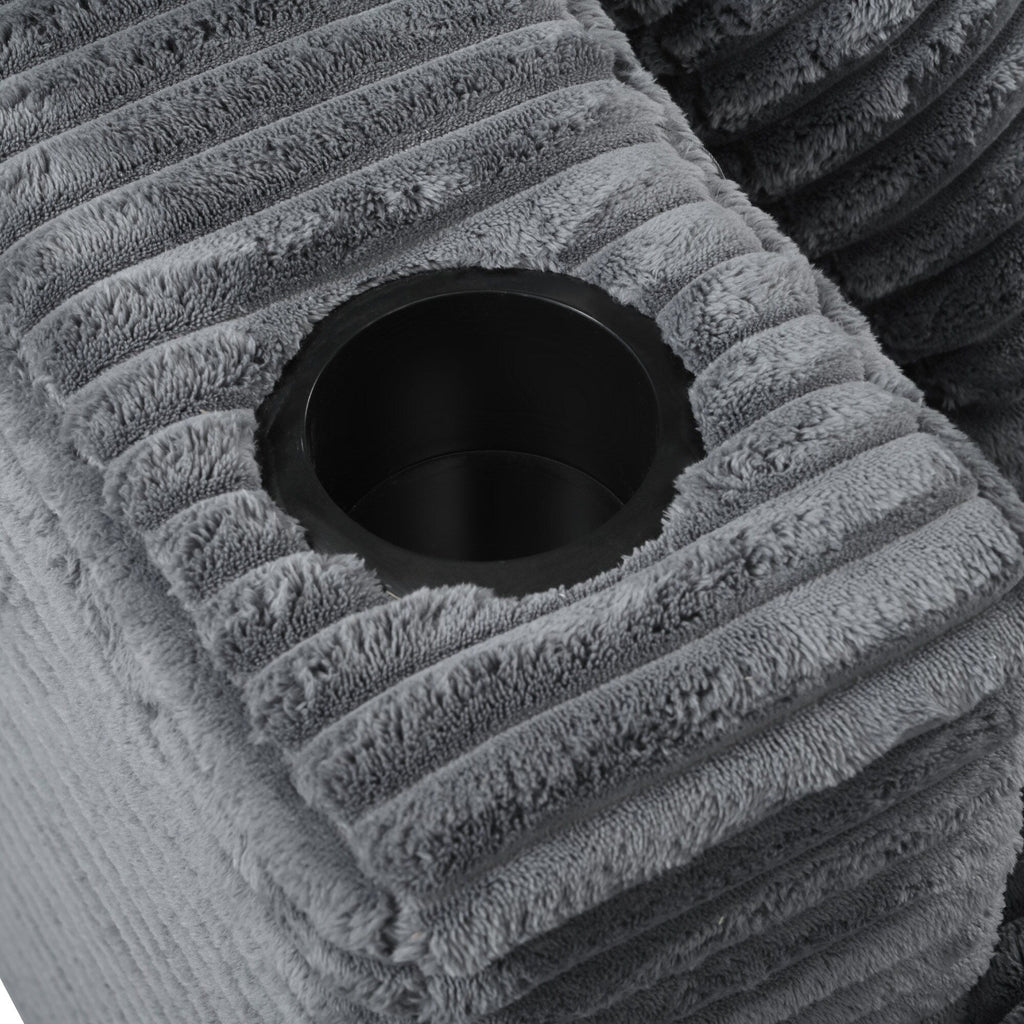 Canapé-lit en velours côtelé de 86,5 po avec 2 ports USB, porte-gobelets et capacité de charge de 250 kg