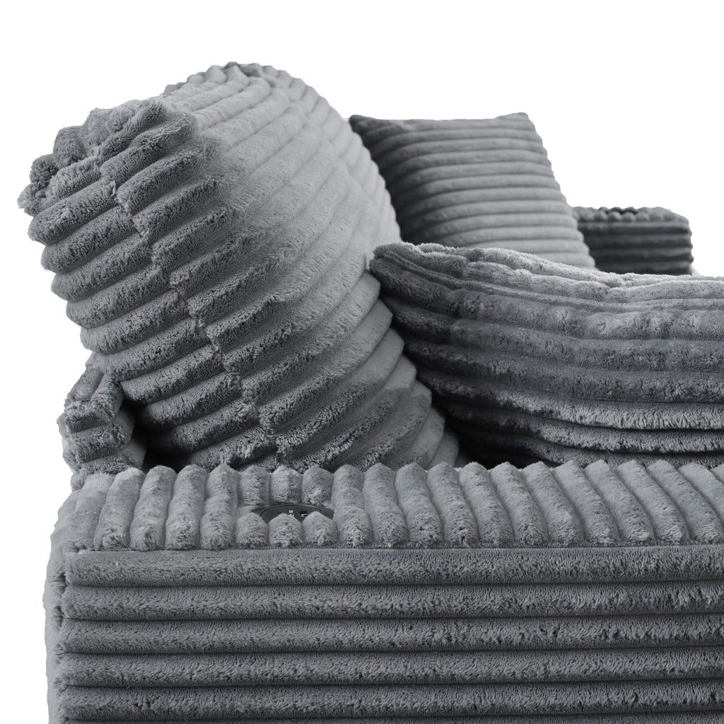 Canapé-lit en velours côtelé de 86,5 po avec 2 ports USB, porte-gobelets et capacité de charge de 250 kg