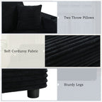 Canapé-lit en velours côtelé de 86,5 po avec 2 ports USB, porte-gobelets et capacité de charge de 250 kg