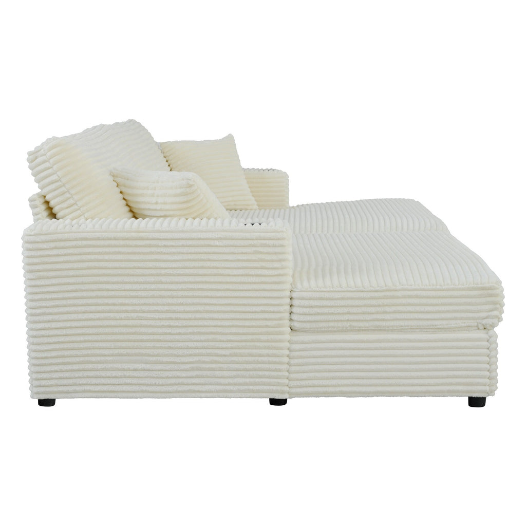 Canapé-lit en velours côtelé de 86,5 po avec 2 ports USB, porte-gobelets et capacité de charge de 250 kg