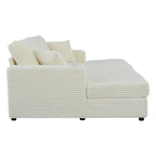 Canapé-lit en velours côtelé de 86,5 po avec 2 ports USB, porte-gobelets et capacité de charge de 250 kg