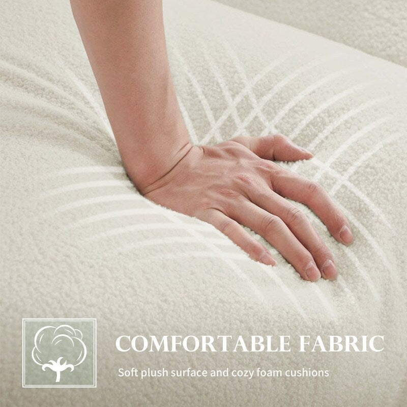 Canapé grand pain en velours Teddy 86,5 avec oreillers blanc