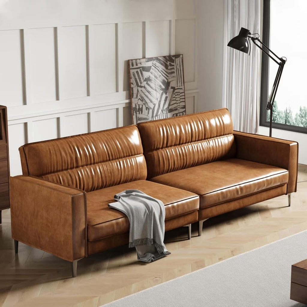 Canapé sectionnel en cuir huilé 86,61 po, canapé 2 places au design moderne, mobilier de salon confortable et élégant