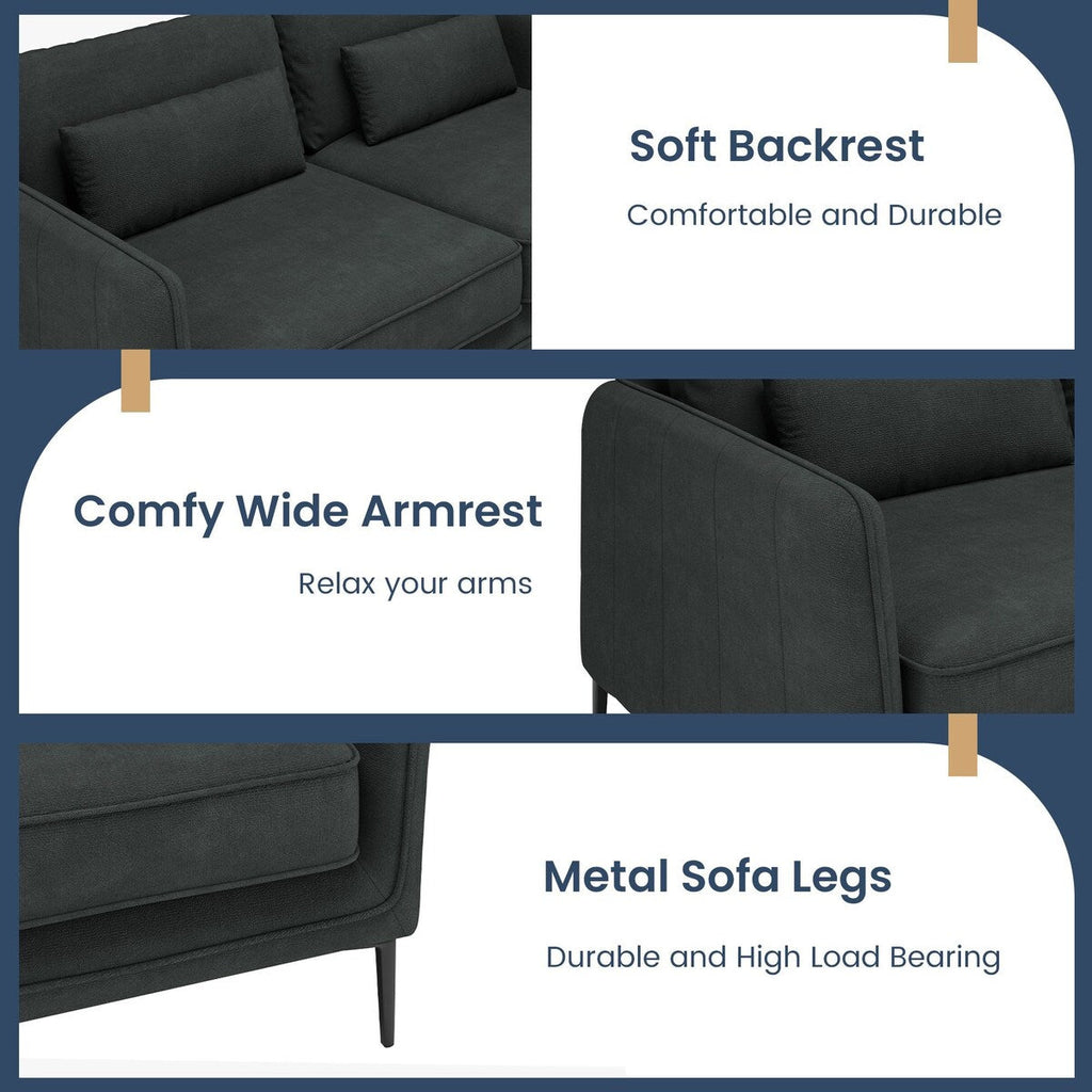 Canapé minimaliste moderne anti-rayures et imperméable 86,61 po, gris foncé