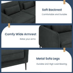 Canapé minimaliste moderne anti-rayures et imperméable 86,61 po, gris foncé