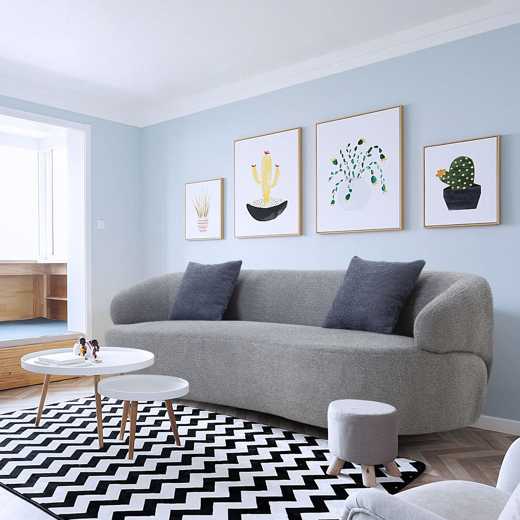 Canapé 3 places moderne incurvé en tissu rembourré de 86,61 pouces