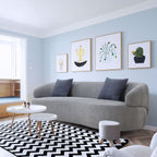 Canapé 3 places moderne incurvé en tissu rembourré de 86,61 pouces