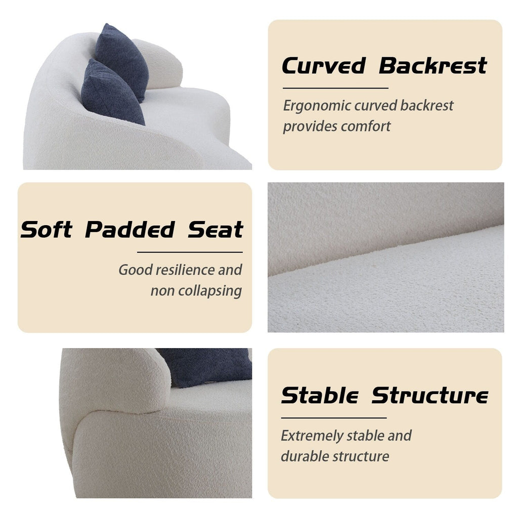 Canapé 3 places moderne incurvé en tissu rembourré de 86,61 pouces