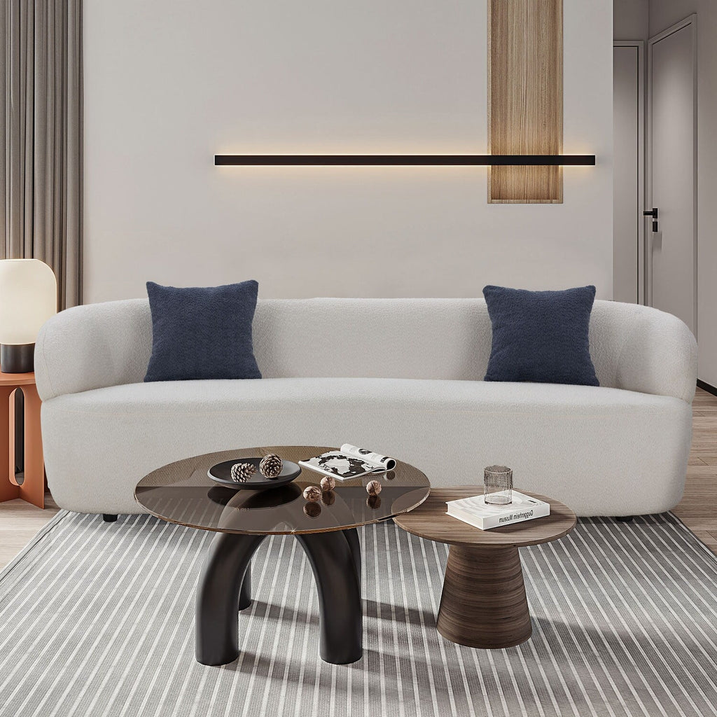 Canapé 3 places moderne incurvé en tissu rembourré de 86,61 pouces