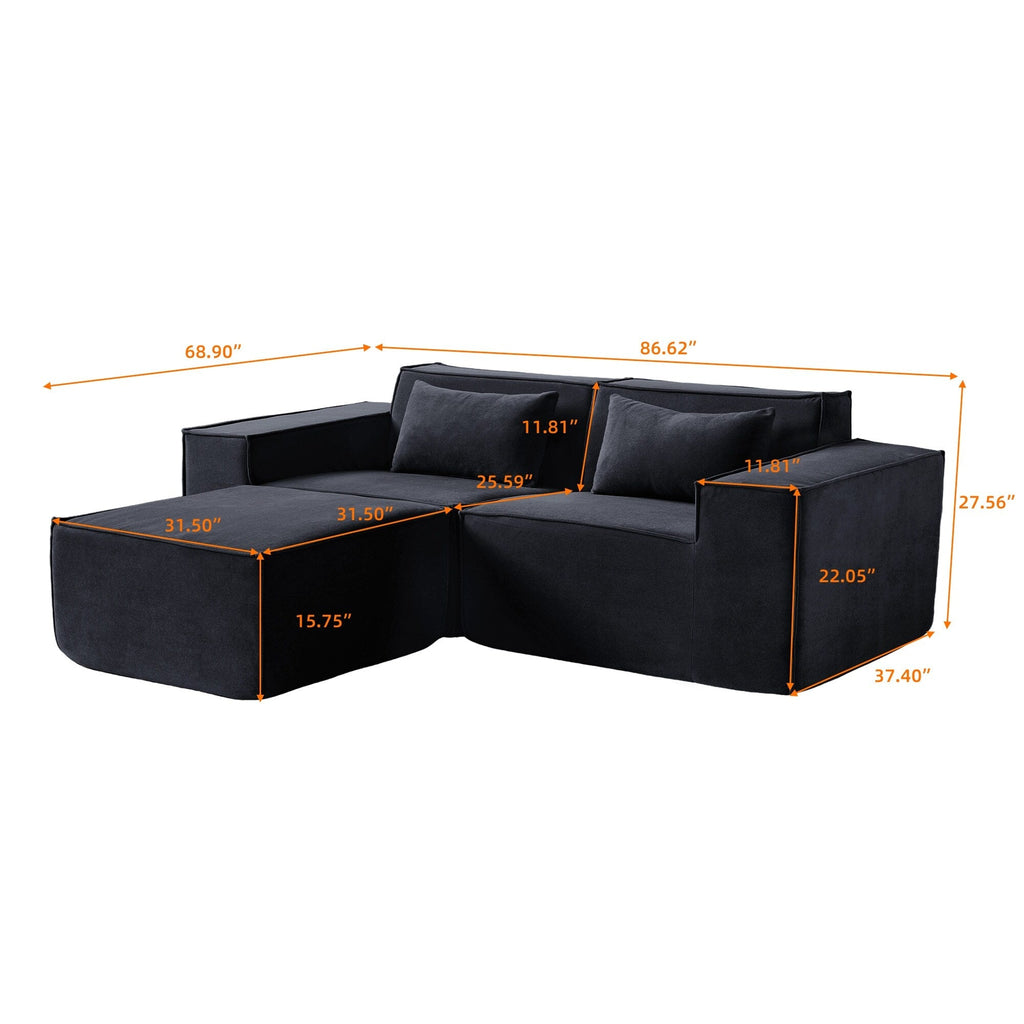 Canapé sectionnel modulaire 86,62 $, grand canapé causeuse Plus, canapés modernes et confortables en velours côtelé avec méridienne réversible