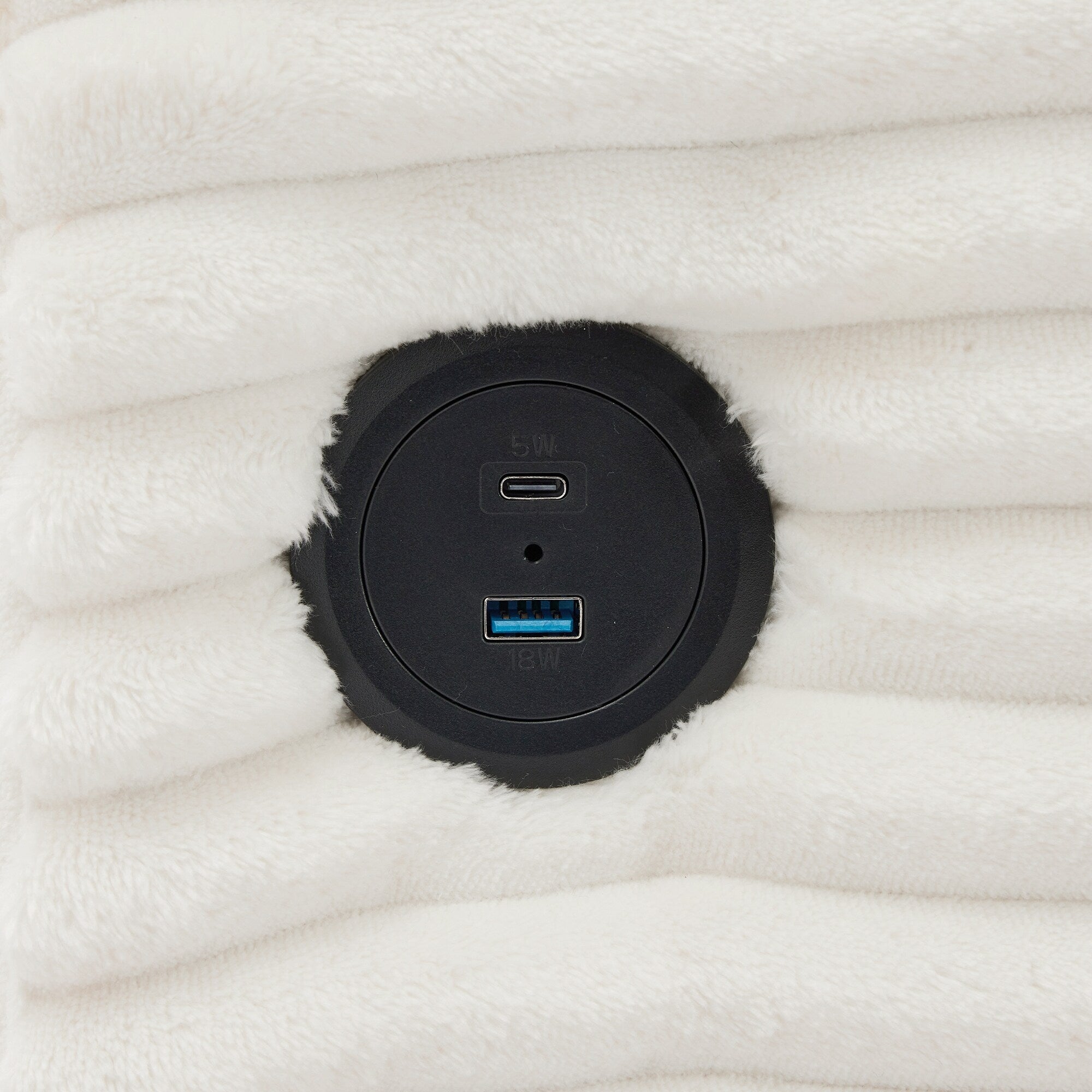 Canapé réversible 2 places en L en velours côtelé avec chargement USB-C et poche de rangement pour le salon